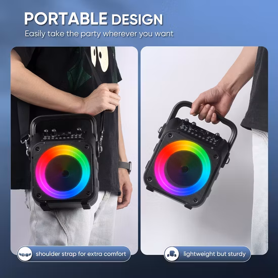 8''hifi 2.1 Trolly Speaker Karaoke Portable 90W haut-parleur Bluetooth professionnel avec microphone sans fil